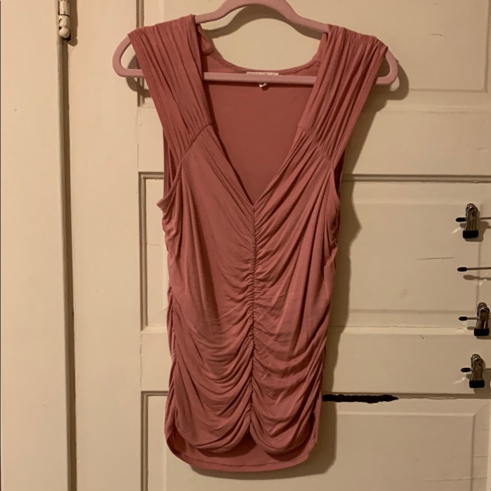 Pink Ruched Sleeveless Tank Top